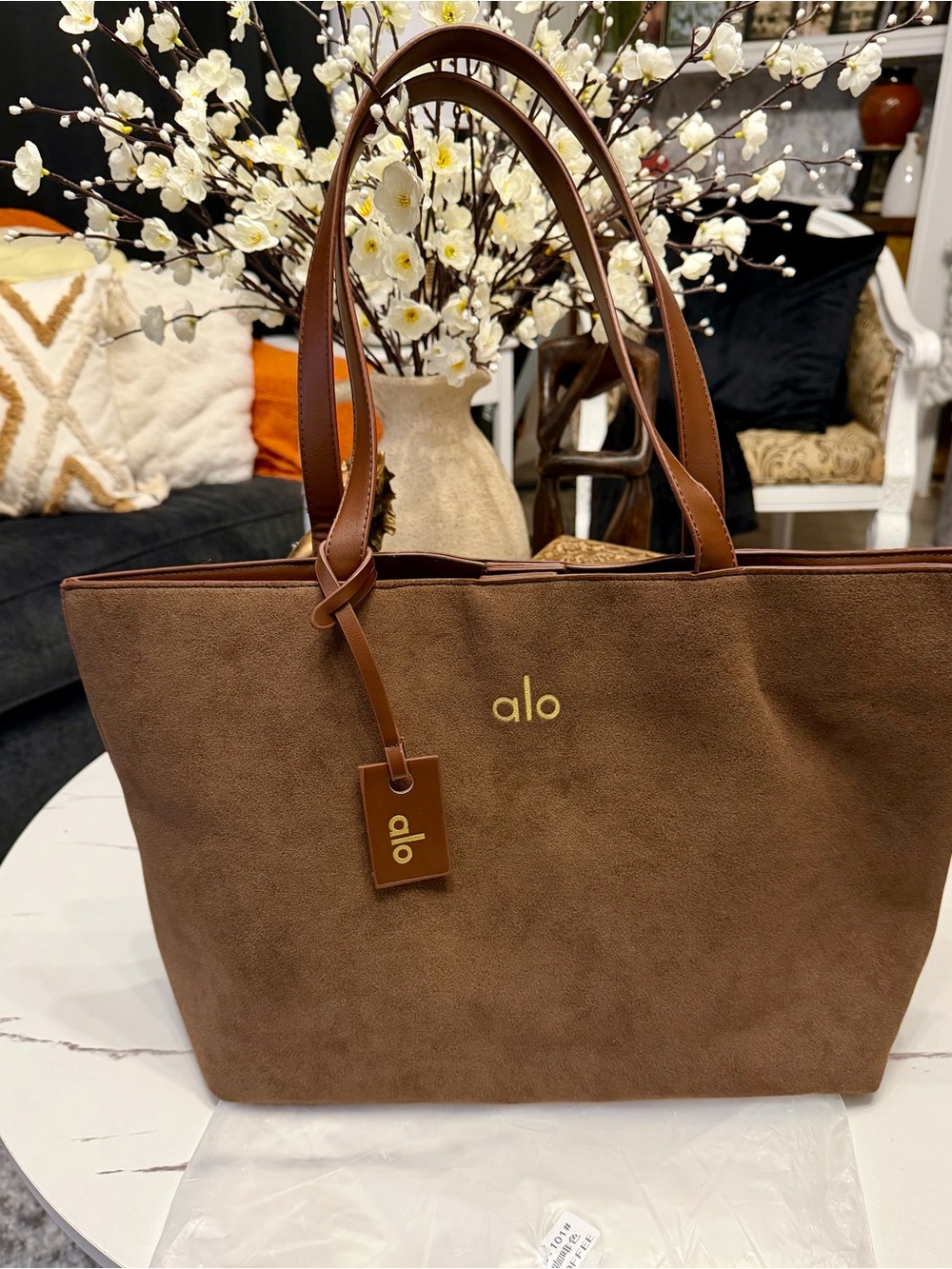 ALO Yoga Brown Suede Tote Bag
